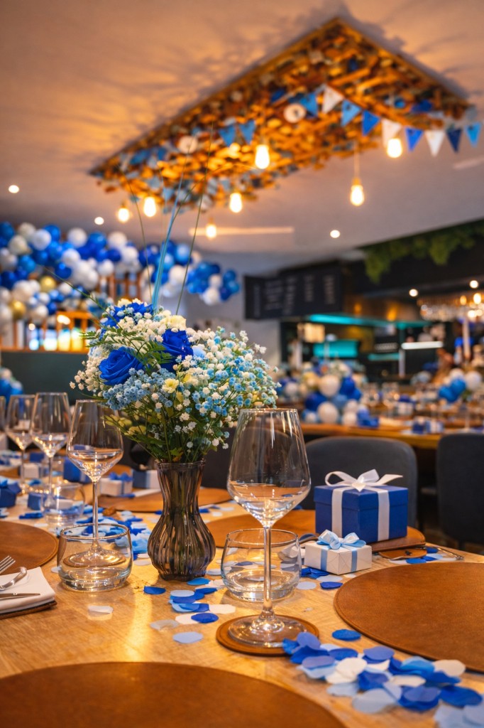 Anniversaire thème bleu - Décoration de table festive
